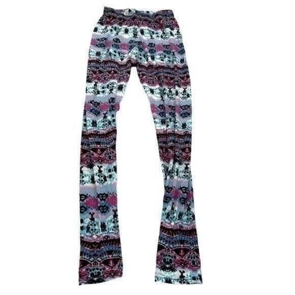 Pants - Shosho Women's Juniors One Size Leggings Black Pink Blue White Geometric Stretch